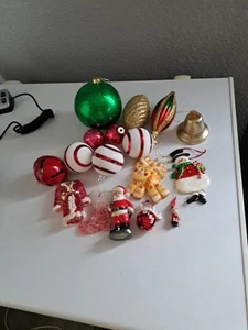 Lot of 17 Christmas Ornaments Santa,  Snowman, Bells, Reindeer - Picture 1 of 6