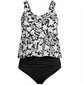 Traje de baño Lands End cuello en V de una pieza imitación kini - Talla: pequeña - Nuevo con etiquetas - Imagen 1 de 11