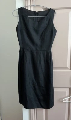 Vestido Vintage Años 60 Talla S Negro Lápiz Seda Shantung Secretaria Cuello Barco Foto 1 de 4