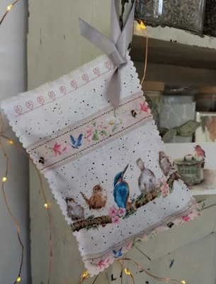 Wrendale birds (kingfisher)/blossom  handmade hanging lavender pillow ~ GIFT - Image 1 of 4