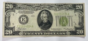Series 1934 20 Dollar Bill Federal Reserve Note Circulated - Picture 1 of 2