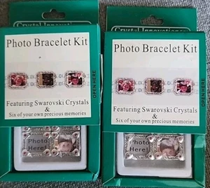 Kit 2 Braccialetti Foto Innovazione Cristallo Swarovski 6 Cornici 1 Rosa 1 Rosso - Foto 1 di 7