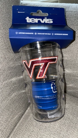 Virginia Tech Hokies 10 Oz Wavy Tumbler W/Lid Tumblers-Made in USA-New Cover