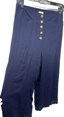 New Directions Pants Woman’s Medium Navy Sailor Wide Leg NauticalBeachy Boho NEW - Image 1 of 4