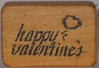 Rubber Stamp Comotion "Happy Valentine's" Heart Balloon Wood Mount 2" X 1.25"