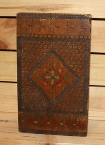 Antique floral hand made pyrography wood box - Picture 1 of 10