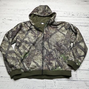 True Timber Hunting Hoodie Mens 2XL Tree Leaf Camo Zip Up Sherpa Lined Jacket - Picture 1 of 6