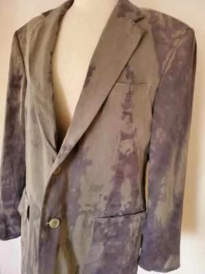 SILK Blazer Chaqueta Corbata Teñida Gris Gris Negro Mediano Traje Deportivo Abrigo Camuflaje 42 Azul Foto 1 de 4