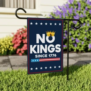 Bandera de jardín No Kings in America - 12x18 pulgadas doble cara resiste el odio al aire libre - Imagen 1 de 6