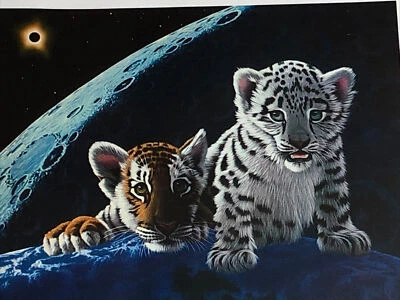 Baby Tigers Total Eclipse Cross Stitch Pattern 2006 Heaven and Earth Designs New - Image 1 of 4