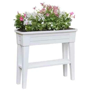 36 in. x 11.8 in. x 31.5 in. White Plastic 40 Qt. Capacity Large Raised Garden P - Picture 1 of 7