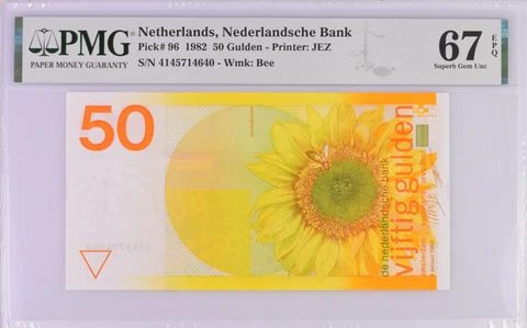 Netherlands 50 Gulden 1982 P 96 Superb Gem UNC PMG 67 EPQ Cover