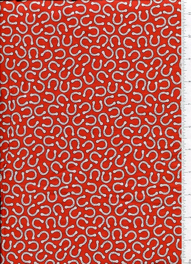 vintage 1949 peter pan records artwork ~ SINGING COWBOY HORSESHOE ~ fabric red - Image 1 of 1