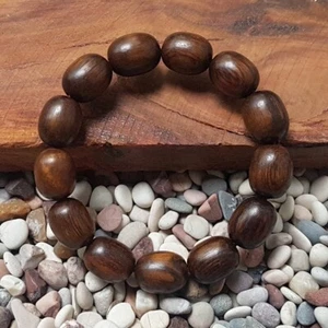 Natural Aetoxylon Agarwood Oval Bracelet Gaharu Buaya 13 Beads #01 - Picture 1 of 6