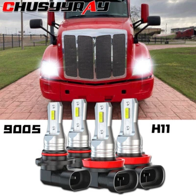 For 2013-2023 Kenworth T680 T880 6000K LED Headlight High Low Beam Bulbs Combo - Image 1 of 4
