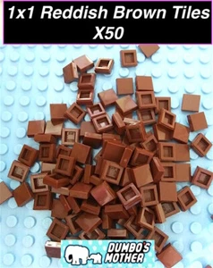 Lego 1x1 Reddish Brown Tiles Smooth flat tile Building NEW X50 - Picture 1 of 1