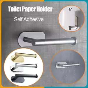 Stainless Steel Toilet Roll Paper Holder Strong Self Adhesive Stick Wall Mount - Picture 1 of 24