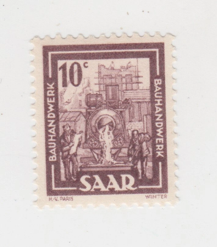 Saarland Germany 1949. Building craft. Bauhandwerk. Sc# SL 204. MNH - Image 1 of 1
