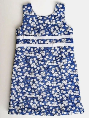 Plum Pudding NWT Girls Shift Dress Blue and White Print Summer - Image 1 of 2