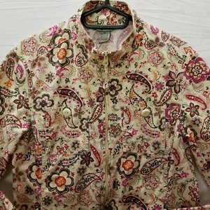 womens light jacket Size Med Paisley Cotton Full Zip 4 pocket boho shacket EUC - Picture 1 of 10