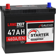 LANGZEIT Asia Autobatterie 47Ah 12V 460A/EN Starterbatterie + Pluspol links 45Ah