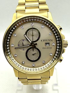 Citizen Men's Eco Drive FB3002-53P Nighthawk Gold Chronograph SSteel Watch 42mm - Picture 1 of 6