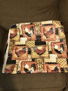 Vintage Rooster Vinyl Flannel Backed Rectangular 89”x50” Tablecloth See Desc - Picture 1 of 7