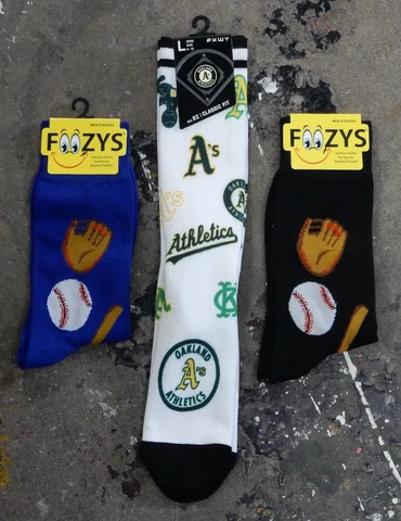 Oakland Athletics 3 Pack Crew Socks Mens Gift Large Black Blue Baseball Mix Up Cover