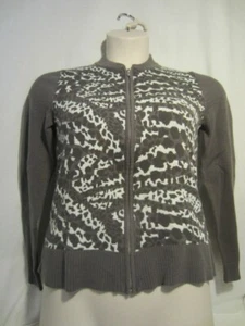 ISAAC MIZRAHI LIVE cardigan zipper sweater top Women S gray grey - Picture 1 of 5