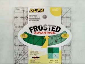 OLFA Frosted Advantage Non-Slip Ruler "The Traveler" 6"x12” Rotary Cut, Quilting - Picture 1 of 4