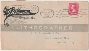 Buffalo NY 1898 oval 3 mach cl 2 side Illust advt GH Dunston Lithographer (i156) - Picture 1 of 2