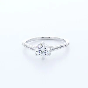 1.6CT Certified Lab-Created Diamond D/VS1 Round Cut 14K Gold Classic Accent Ring - Picture 1 of 5