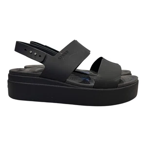 Crocs LiteRide Brooklyn niedrige Keilabsatz-Plateausandalen schwarz Damenschuhe Größe 10 - Bild 1 von 12