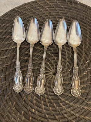 Wm Rogers & Son Orange Blossom Five Silverplate Fruit Citrus Spoons 1910 - Image 1 of 4