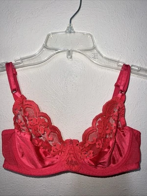 Sujetador vintage años 90 Sears talla 34B Daye rosa rojo con aros encaje sin forro sin relleno Foto 1 de 4