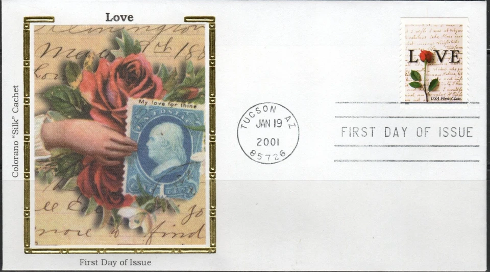 US Scott #3496  Colorano "Silk" Cachet, "Love", FDC - Image 1 of 1