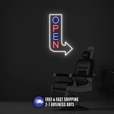 Outdoor Barbershop Open Neon Sign, Waterproof Led Open Sign for Business - Image 1 of 4
