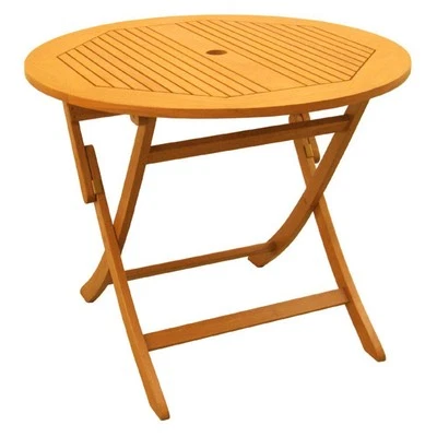 Mesa plegable redonda de madera Royal Tahiti de 36 pulgadas para exteriores Foto 1 de 2