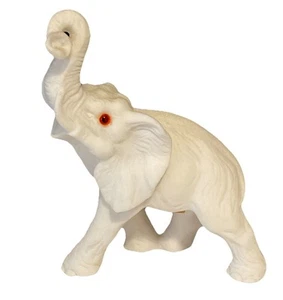 Vintage weiße Elefant Figur mit Glasaugen afrikanische Safari Regal Deko Italien - Bild 1 von 11