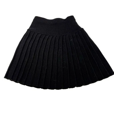 girls vintage black pleated sweater knit skirt elastic waist sz 14/16 large - Image 1 of 4