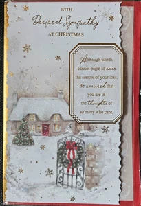 WITH DEEPEST  SYMPATHY   AT  CHRISTMAS  CHRISTMAS CARD - Picture 1 of 2