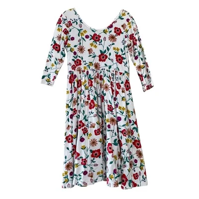 ALICE + AMES Lucia Floral Ballet Dress Girls 7 White Red Twirl Holiday Dress - Image 1 of 4