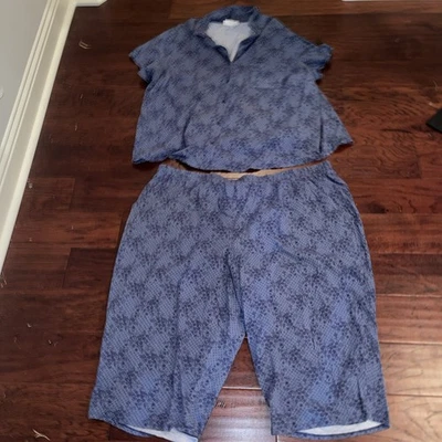 Cacique short sleeve pajama set Blue and Black Floral print size 26 - Image 1 of 4