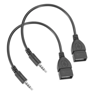 2x Aux-zu-USB-Kabel,3,5mm männl. zu USB 2.0 weibl.,für Auto AUX,Schwarz - Bild 1 von 4