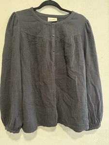 Top Universal Thread Negro Gris Algodón Gasa Manga Larga Talla XL - Imagen 1 de 5