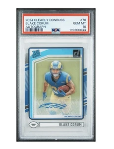Blake Corum 2024 PSA 10 Clearly Donruss - Rated Rookie Autograph #76 Rookie Card - Bild 1 von 2
