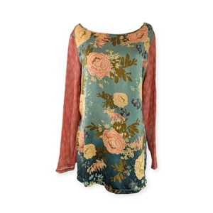 Sundance Tunika Bluse Seide Blumen XL Rosen mehrfarbig rosa - Bild 1 von 5