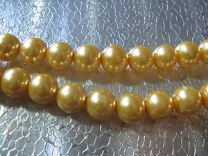 Glass Pearl Beads 10mm Champagne Cream Jewelry Beads 25 pcs Round Beads - Picture 1 of 2