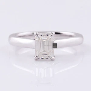 1,11 kt Smaragdschliff Moissanit Verlobungsring 14 kt Weißgold Solitärring - Bild 1 von 9