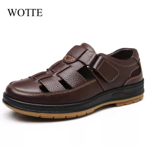 Sandalias Clásicas De Cuero Genuino Para Hombres Zapatos Cómodos De Verano Lujo - Bild 1 von 14